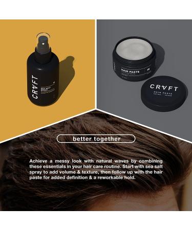 CRVFT Men's Hair Paste 2oz + Sea Salt Spray 6oz Bundle - Medium + Light Hold, Natural Finish - Volume & Texture - Boss Scented - Stylist Approved - Buy Online on GoSupps.com