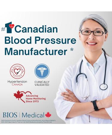 BIOS Diagnostic Blood Pressure Monitor - Accurate Readings Large Backlit Display Easy to Use Irregular Heartbeat Detector 2 Users 90 memory Home Use The #1 Canadian Blood Pressure Manufacturer* - Buy Online on GoSupps.com
