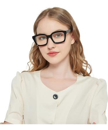 3 Pack Oversize Square Blue Light Blocking Reading Glasses for Women - 1.25x Magnification (Black, Leopard, Transparent) - Buy Online on GoSupps.com