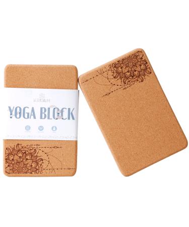 KRIXAM Cork Yoga Block High Density Yoga Cork Blocks with Anti-slip Surface 9 x6 x3 Cork Yoga Brick (2 pack/1 pack) For Yoga Pilates Meditation Stretching General Fitness Cork x 2pcs