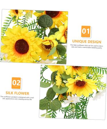 Zerodeko Sunflower Wall Hanging Artificial Plant Home Sunflower Decoration Hanging Garland with Green Leaves Green Artificial Leaves Outdoor Decorations Pendant Silk Cloth Indoor Yellow 55x22cm - Buy Online on GoSupps.com