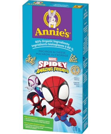 ANNIE'S - MACARONI AND CHEESE Marvel Spidey and His Amazing Friends No Artificial Flavours or Synthetic Colours Contains Real Cheese and Milk Ingredients 80% Organic Ingredients 170 Grams Package - Buy Online on GoSupps.com