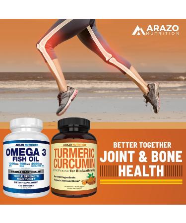 Arazo Nutrition Turmeric Curcumin 1300mg with BioPerine & Black Pepper - Joint Support Herbal Supplement - Buy Online on GoSupps.com