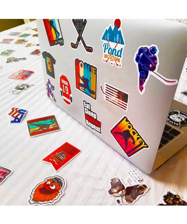 Hockey Stickers for Kids & Adults (100 pcs) | Waterproof Sports Vinyl Sticker Set for Laptop, Scrapbook | Re-Stickable Helmet, Luggage, Water Bottle Stickers by GlibertVillageGoods - Buy Online on GoSupps.com