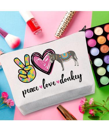 WZMPA Donkey Lovers Cosmetic Bag | Zipper Pouch Gift for Animal Lovers | Peace Donkey Design - Buy Online on GoSupps.com