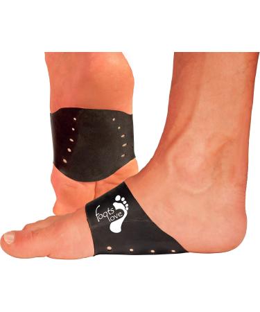 FOOTS LOVE Plantar Fasciitis Gel Cushioned Arch & Heel Support Sleeves. Orthotics to Lift & Relaxes Nerves featuing Cooling Air Pockets. For Men And Women black