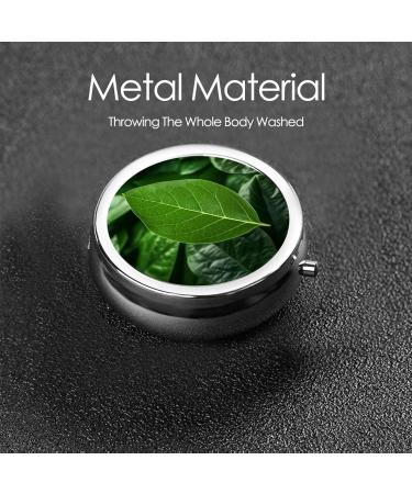 Green Leaf Nature Portable Metal Pill Box - Round Mini 3-Compartment Organizer for Small Pills | Travel-Friendly Design | Durable & Stylish Black - Buy Online on GoSupps.com