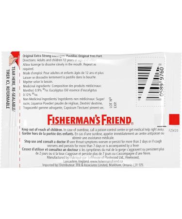 Fisherman s Friend Original Extra Strong | For Temporary Relief of Cough Sore Throat & Nasal Congestion | All Natural | Halal Vegan Kosher & Gluten Free | 8 Packs of 22 Lozenges (176 Total Count) - Buy Online on GoSupps.com