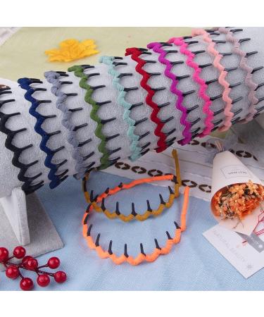 Duufin 12 Pieces Zigzag Headbands - Non-slip Plastic Sharks Tooth Comb Headbands for Girls and Women - 12 Colors - Buy Online on GoSupps.com
