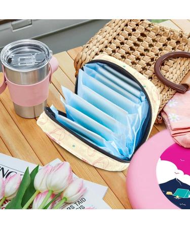 Stylish Pink Menstruation Pad Bag with Zipper | Women's Napkin & Tampon Organizer | Cute Summer Shells Design - Buy Online on GoSupps.com