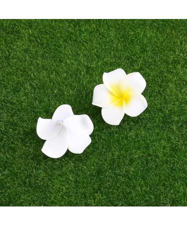 Minkissy 100Pcs 6CM Hawaiian Plumeria Foam Flowers - Artificial Frangipani for DIY Hair Hat Wedding & Beach Party Decor (White) - Buy Online on GoSupps.com