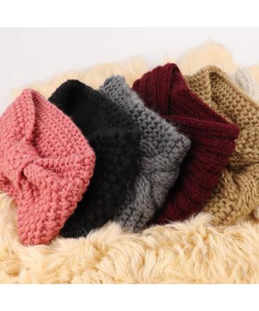 DRESHOW 6 Pieces Women Warm Knitted Headband Winter Ear Warmer Crochet Head Wraps Thick Cable Headband - Buy Online on GoSupps.com