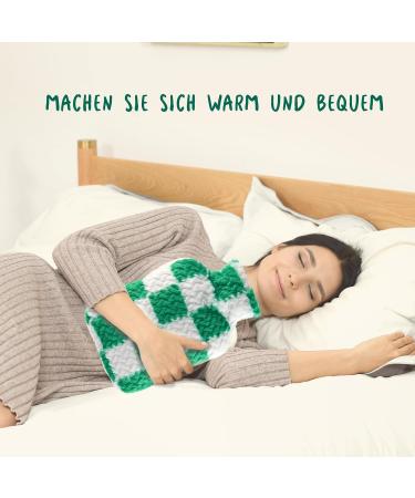Buy SAMPLY 2L Hot Water Bottle with Soft Cover - Fluffy Green Bed Bottle for Kids & Adults - Perfect Gift for Women - Buy Online on GoSupps.com