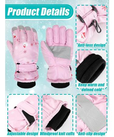 Kids Winter Ski Gloves - Waterproof Snow Mittens for Boys Girls, Pink & Watermelon Red, 5-10 Years - Buy Online on GoSupps.com