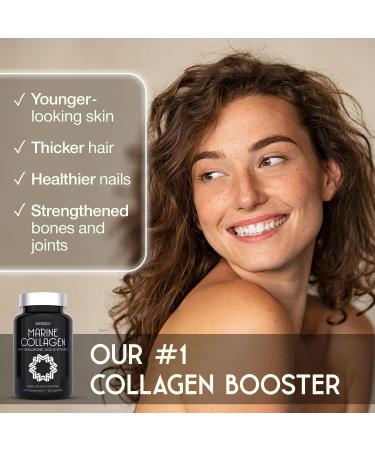 Marine Collagen Capsules 2200mg - with Hyaluronic Acid & Vitamin C - High Strength Complex for Skin Hair Support - Premium Type 1 Peptides - Collagen Supplements for Women & Men - 120 Capsules 120 count (Pack of 1) - Buy Online on GoSupps.com