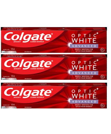 Colgate Optic White Advanced Teeth Whitening Toothpaste Sparkling White 133 Ml 3 Count Sparking White 133 ml (Pack of 3)