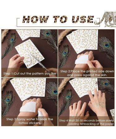 12 Sheet Cheetah Temporary Tattoo Set - Gold Leopard Print Face Stickers for Women's Accessories & D cor - Buy Online on GoSupps.com