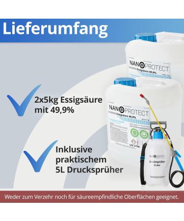 Nanoprotect Acetic Acid - Premium 10 kg Cleaner & Descaler | Versatile for Home & Garden | Made in Germany - Buy Online on GoSupps.com