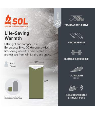 SOL 90% Reflective Emergency Bivvy - Green | Essential Outdoor Survival Gear - Buy Online on GoSupps.com