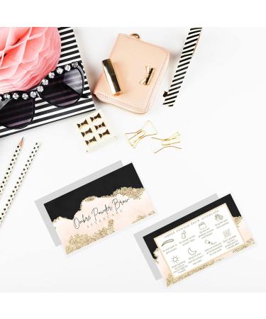 Ombre Powder Brow Aftercare Cards 50 Pack | Brow Artist Supplies for Clients | Snatched Brows - Black Pink Gold Design | 2x3.5 inch Business Card Size - Buy Online on GoSupps.com