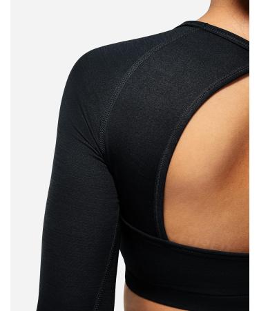 YEOREO Seamless Long Sleeve Crop Gym Shirt for Women - Black, Small (Open Back Design) - Buy Online on GoSupps.com