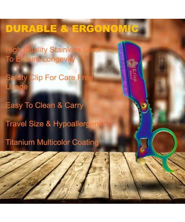 Professional Classic Straight Edge Barber Razor - Close Shaving Shavette with 10 Blades | Krisp Shave Multi-Color Titanium 4.8 Inch - Buy Online on GoSupps.com
