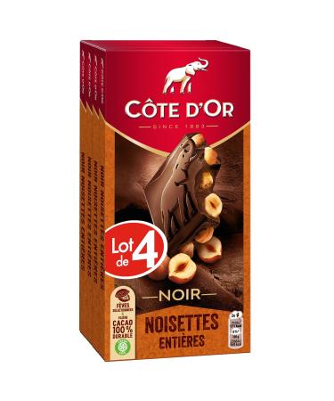 CÔTE D'OR - 4 Côte d'Or Dark Chocolate and Whole Hazelnuts Block Bars 180g - Dark Chocolate and Whole Hazelnuts - Pack of Chocolate Bars - Pack of 4x180g