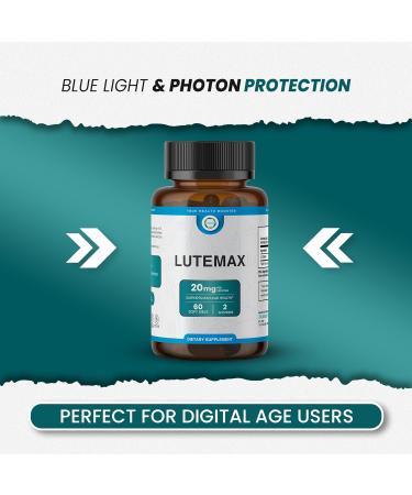 Lutemax 20mg 30 Days Supply Eye Supplement - Supports Macular Health Vision Clarity Heart Health Protects Eyes from Blue Light & Photons Antioxidant Protection GMP Certified 60 Softgel. 1 Count (Pack of 60) - Buy Online on GoSupps.com