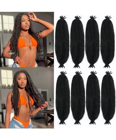 8 Packs Marley Twist Braiding Hair Pre-Stretched Springy Afro Twist Hair 18 Inch for Soft Locs Crochet Hair Synthetic Protective Spring Twist Hair Extensions For Black Women.(18inch 1B) 18 Inch (pack of 8) 1B
