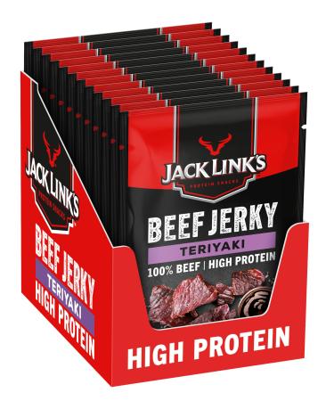 Jack Link's Beef Jerky Teriyaki - 12 Pack (12 x 60g) - High -quality meat snack - Exotic Teriyaki Aroma - High protein snack - Perfect for on the go in the office or at Sport Teriyaki 60 G (12 Pack) - Buy Online on GoSupps.com