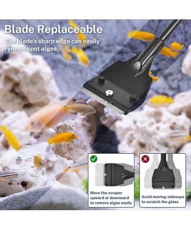Handheld Fish Tank Scraper Cleaner for Glass Aquariums - 21 with 5 Stainless Steel Blades - Ideal for Fish, Reef, and Plant Maintenance - Buy Online on GoSupps.com