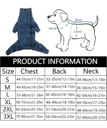 Buy Minezi Hundred Coat - High Collar Waterproof Dog Raincoat Set with Reflective Strips & Zippers - Large Navy Blue (Back Length: 42-45cm) - Perfect for All Dog Types - Buy Online on GoSupps.com
