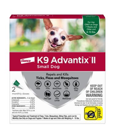 K9 Advantix II Flea and Tick Prevention for Small Dogs (4-10 Pounds) 2-Pack Small Dog Only