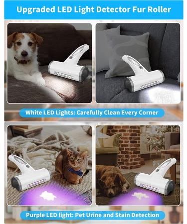 NISIEN Pet Hair Remover Roller with LED Detector Lights - Reusable Lint Rollers for Furniture, Clothes, Carpet - Dog & Cat Fur Removal Tool - Buy Online on GoSupps.com