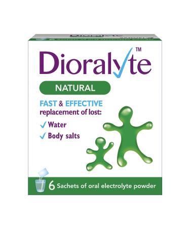 Dioralyte Natural - Fast and Effective Supplement Treatment for Reducing Dehydration and Replacing Electrolytes (mineral salts) of Lost Body Water and Salts- Natural - 6 Sachets