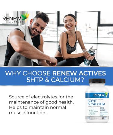 Renew Actives 5-HTP & Calcium Supplement - Sleep Aid - Promote Mood Balance - Source of Electrolyte - Help with Bone & Muscle - 120 Capsules 1 count (Pack of 1) - Buy Online on GoSupps.com