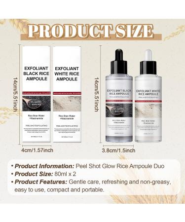 Peel Shot Glow Rice Ampoule Duo Exfoliant Visage Black and White Rice Exfoliante Peeling Visage Nettoyage Profond des Pores et Points Noirs pour Toutes les Peaux 2 * 80ML - Buy Online on GoSupps.com