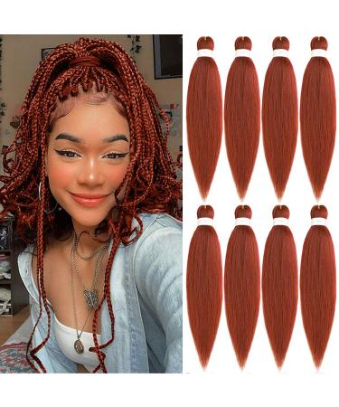 Xtrend 26 Inch EZ Braids 8Packs Copper Red Pre-Stretched Easy Braiding Hair Extensions for Box Braids Hair Hot Water Setting Synthetic Fiber Hair Extensions 350# 26 Inch (Pack of 8) 350#