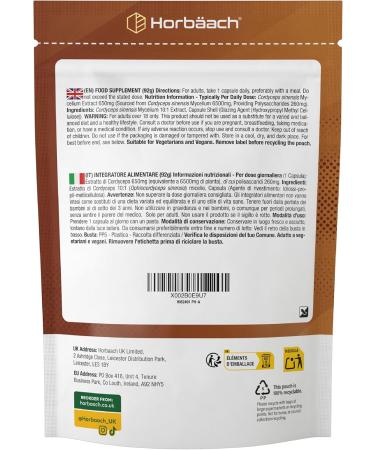 Cordyceps Capsules 6500mg 120 Vegan Capsules with High Strength Cordyceps Sinensis Mushroom Extract from Horbaach - Buy Online on GoSupps.com