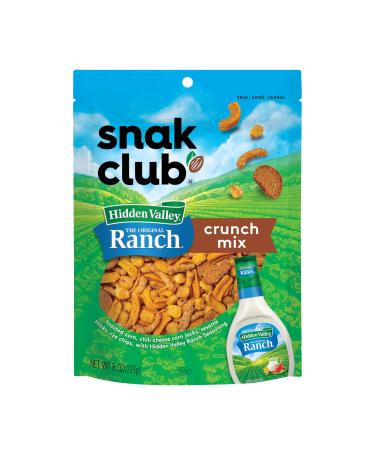 Snak Club Crunch Mix with Hidden Valley Ranch Seasoning Toasted Corn Nuggets Chili Cheese Corn Jacks Sesame Sticks & Rye Chips Family Size 8 Ounce 8 Ounce (Pack of 1)