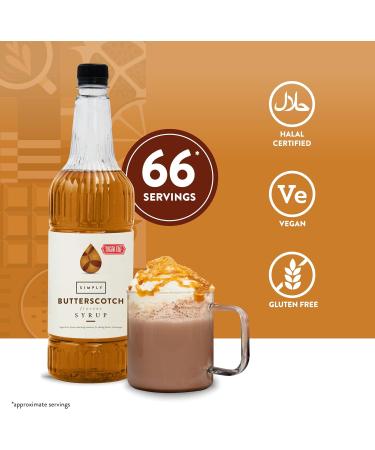 Simply Sugar Free Butterscotch Syrup Low Calorie Vegan & Nut Free Flavoured Syrup for Coffee Cocktails & Baking (1 Litre) - Buy Online on GoSupps.com