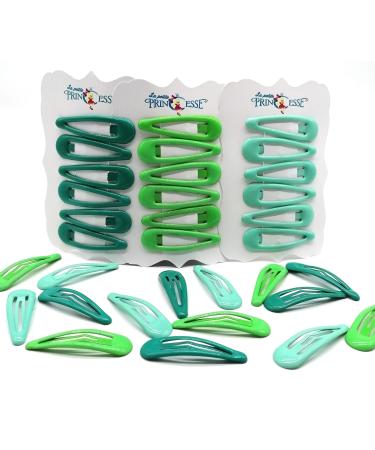 Set of 18 Snap Hair Clips barrettes Green Parrot Green Tropic Green Aqua Colour barrettes snap clip for Kids Girls and Women