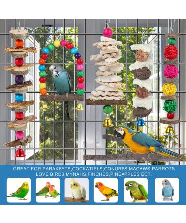 Bird Perch Bird Toys Parakeet Toys 6 Pack Bird Cage Accessories Wooden Chew Toys Perch Stand for Parrot Conure Cockatiel Lovebird Parrotlet Budgie Finches and Other Small to Medium Sized Birds - Buy Online on GoSupps.com