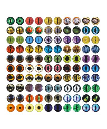 100Pcs Assorted Dragon Eyes Glass Cabochon Eyes for Clay Doll Making Sculptures Props for DIY Crafts Jewelry Making Christmas Gift 004 10mm