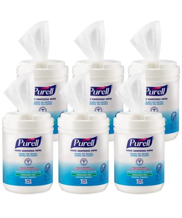 PURELL Hand Sanitizing Wipes Alcohol Formula Fragrance Free 175 Count Hand Sanitizing Wipes Canisters (Pack of 6) - 9031-06