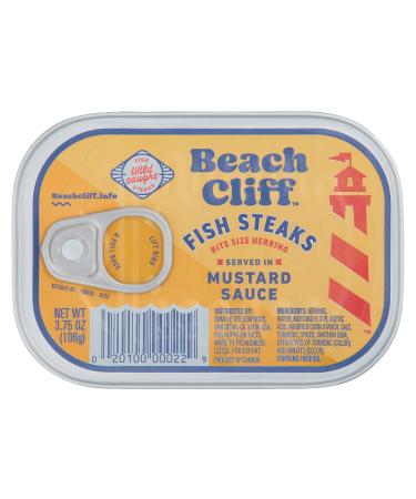 Beach Cliff Wild Caught Fish Steaks in Mustard Sauce 3.75 oz Can (Pack of 12) - 17g Protein per Serving - Gluten Free Keto Friendly - Great for Pasta & Seafood Recipes