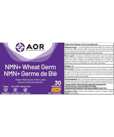 AOR - NMN+ Wheat Germ 30 capsules - Helps in Energy Metabolism and Tissue Formation - Helps Maintain Levels of NAD+ in the Blood - Supports Healthy Aging of Cells - Buy Online on GoSupps.com
