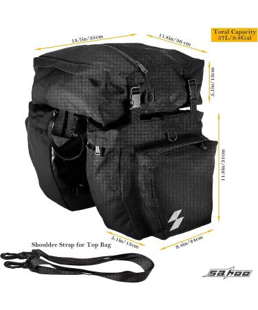Sahoo 3-in-1 Bike Rack Pannier Bag | Large 37L Capacity & Water Resistant | Rear Rack Carrier Trunk Bag - Buy Online on GoSupps.com