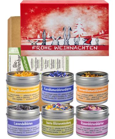 Direct & Friendly |6 organic flower and Christmas gift set |Colorful organic petals and colorful flower mixture |Christmas for cooking and baking enthusiasts Christmas