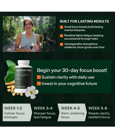 Cognitive Edge Bacopa Memory Supplement - Calm Focus Daily Clarity & Retention - 7 Natural Ingredients Including L-Theanine Ashwagandha PQQ Astaxanthin - Caffeine-Free Brain Support (60 Capsules) - Buy Online on GoSupps.com